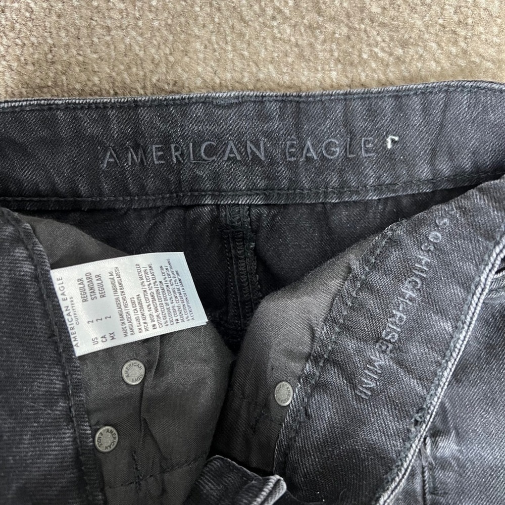 American Eagle Womens Black Denim Distressed‎ High Rise Mini Skirt Size 2 - Picture 2 of 5